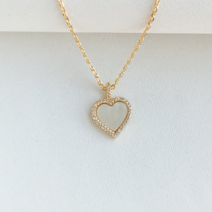 Take Heart Gold Mother Of Pearl Pendant Necklace