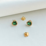 My Love Pavé Heart Gold Emerald Green Stud Earrings