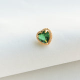 My Love Pavé Heart Gold Emerald Green Stud Earrings