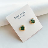 My Love Pavé Heart Gold Emerald Green Stud Earrings