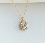 Brilliant Statements Pavé Halo Pendant Gold White Necklace