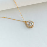 Brilliant Statements Pavé Halo Pendant Gold White Necklace