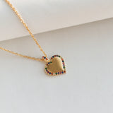 Take Heart Gold Multi Color Pendant Necklace