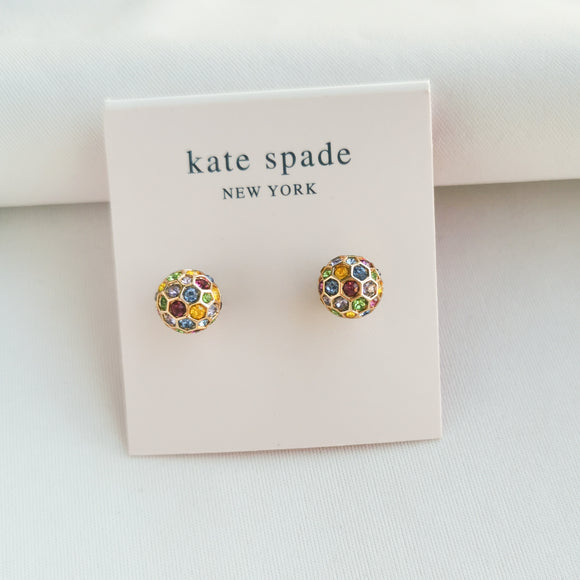 On The Ball Gold Multi Color Sphere Stud Earrings