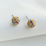 On The Ball Gold Multi Color Sphere Stud Earrings