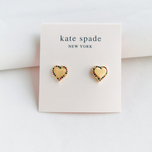 Take Heart Multi Color Gold Stud Earrings