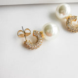 Showtime Pave Gold Drop Huggie Earrings