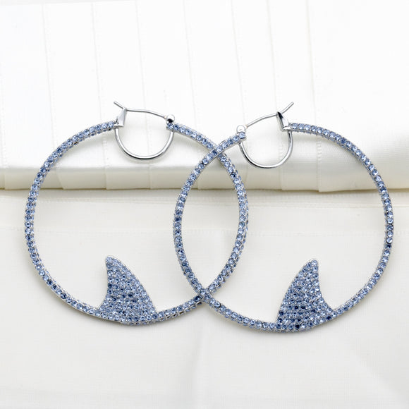 California Dreaming Pave Shark Hoops Earrings