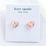 Rose Gold Rock Solid Stone Small Heart Studs Earrings
