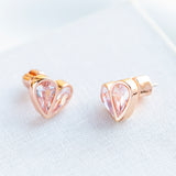 Rose Gold Rock Solid Stone Small Heart Studs Earrings