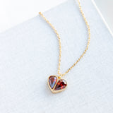 Rock Solid Stone Red Heart Mini Pendant Necklace