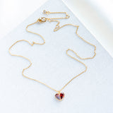 Rock Solid Stone Red Heart Mini Pendant Necklace