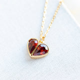 Rock Solid Stone Red Heart Mini Pendant Necklace
