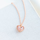 Rock Solid Stone Pink Heart Mini Pendant Necklace
