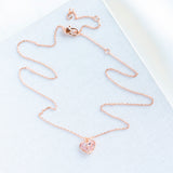 Rock Solid Stone Pink Heart Mini Pendant Necklace