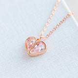 Rock Solid Stone Pink Heart Mini Pendant Necklace
