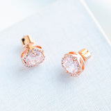 Rose Gold That Sparkle Pave Round Large Stud Earrings