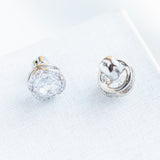 Silver That Sparkle Pave Round Large Stud Earrings