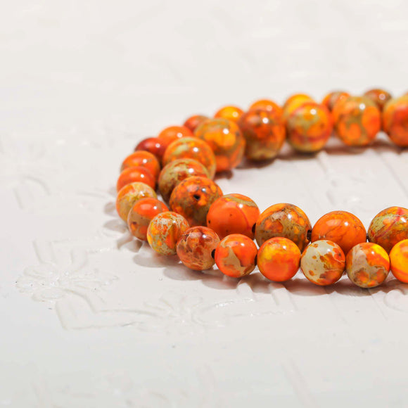 Orange Imperial Jasper Motivational stone Natural Gemstone Round Beads Handmade Jewelry 8mm