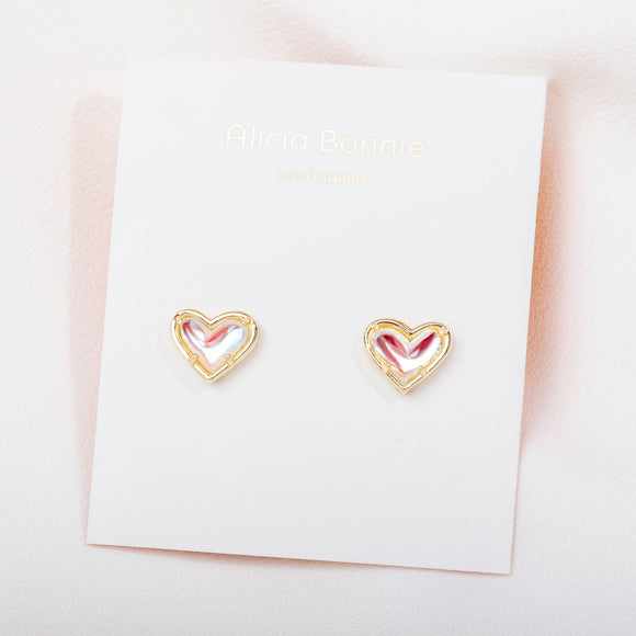 Alicia Bonnie in Love Gold Earrings ( Dichroic Glass )