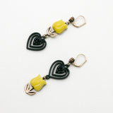 Betsey Johnson Beautiful Resplendent Yellow Resin Pendant Gold-toned flower Earrings
