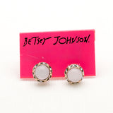 Betsey Johnson Adorable Pink Gemstones Gold-toned flower Earrings