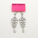 Betsey Johnson Gorgeous Fashion Clear Crystals Pendant Silver-toned Earrings