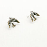 Betsey Johnson Charming Adorable Clear Gemstones Gold-toned swallow Earrings