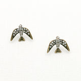 Betsey Johnson Charming Adorable Clear Gemstones Gold-toned swallow Earrings