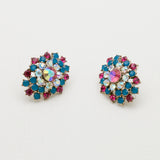Betsey Johnson Classic Exotic Colorful Gemstones Gold-toned flower Earrings