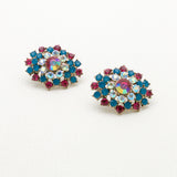 Betsey Johnson Classic Exotic Colorful Gemstones Gold-toned flower Earrings