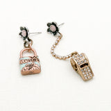 Betsey Johnson Ingenious Adorable Colorful Pendant Rose Gold lock Earrings