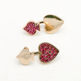 Betsey Johnson Eye-catching Colorful Hot Pink Gemstones Gold-toned heart Earrings