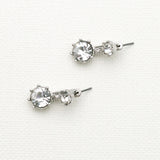 Betsey Johnson Glittering Eye-catching Clear Gemstones Silver-toned Earrings