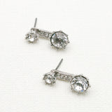 Betsey Johnson Glittering Eye-catching Clear Gemstones Silver-toned Earrings