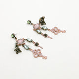 Betsey Johnson Charming Fashion Colorful Gemstones Pendant Rose Gold Earrings