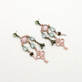 Betsey Johnson Charming Fashion Colorful Gemstones Pendant Rose Gold Earrings