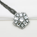 Betsey Johnson Gorgeous Exotic Clear Gemstones Pendant Silver-toned flower Necklace