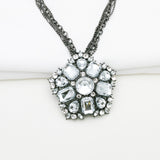 Betsey Johnson Gorgeous Exotic Clear Gemstones Pendant Silver-toned flower Necklace