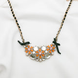 Betsey Johnson Glittering Exotic Fashion Colorful Gemstones Gold-toned flower Necklace