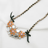 Betsey Johnson Glittering Exotic Fashion Colorful Gemstones Gold-toned flower Necklace