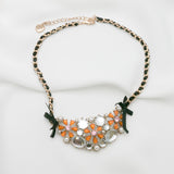 Betsey Johnson Glittering Exotic Fashion Colorful Gemstones Gold-toned flower Necklace