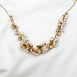 Betsey Johnson Gorgeous Resplendent Clear Gemstones Gold-toned flower Necklace