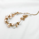 Betsey Johnson Gorgeous Resplendent Clear Gemstones Gold-toned flower Necklace