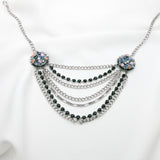 Betsey Johnson Beautiful Exotic Vintage Colorful Stones Silver-toned flower Necklace