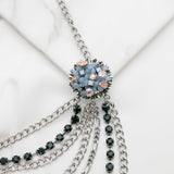 Betsey Johnson Beautiful Exotic Vintage Colorful Stones Silver-toned flower Necklace