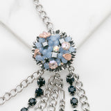 Betsey Johnson Beautiful Exotic Vintage Colorful Stones Silver-toned flower Necklace