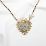 Betsey Johnson Eye-catching Colorful Gemstones crown Pendant  Necklace