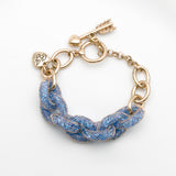 Betsey Johnson Charming Adorable Fashion Baby Blue Gemstones Gold-toned Bracelet