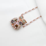 Betsey Johnson Charming Colorful Gemstones Owl Pendant Rose Gold owl Necklace